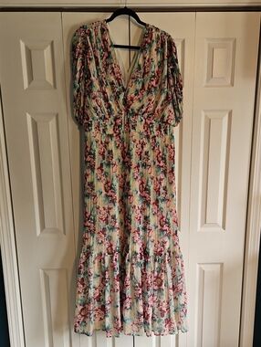 Express Floral Maxi Dress in Pink & Green